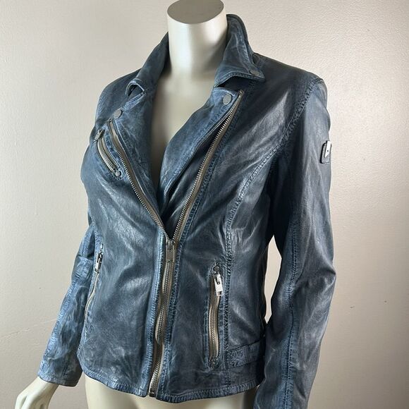 Womens stunning MAURITIUS  SofiStar motor Jacket Light Blue Small 6 lamb leather - Picture 9 of 16